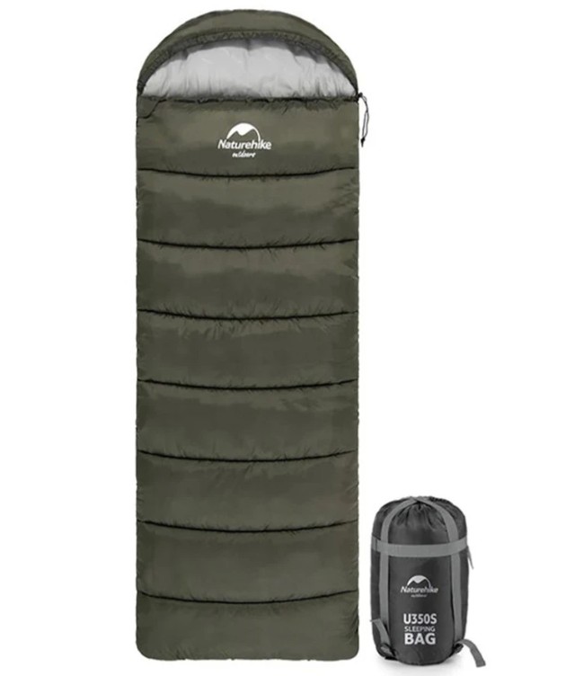 Спальник з капюшоном Naturehike U150 NH20MSD07, (11 ° C), лівий, зелений Фото 2